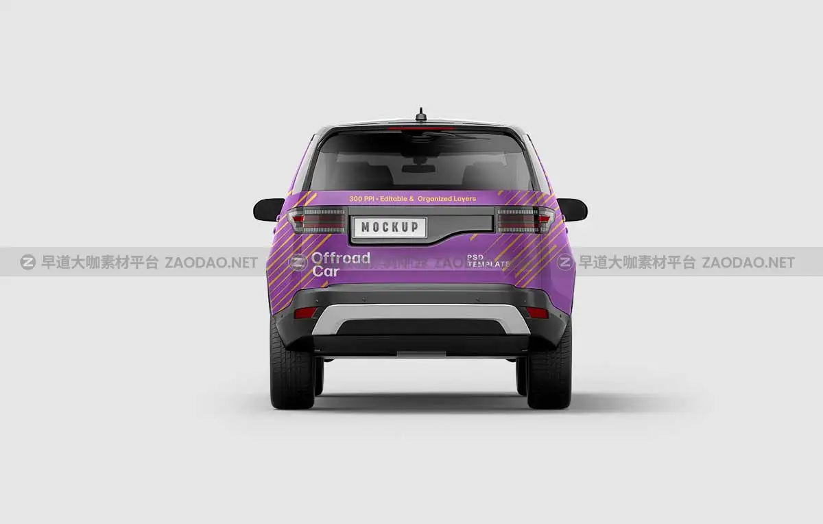 7款时尚SUV越野汽车车身广告牌画面设计PS智能贴图样机模板合集 Cargo Van Mockup Set插图7