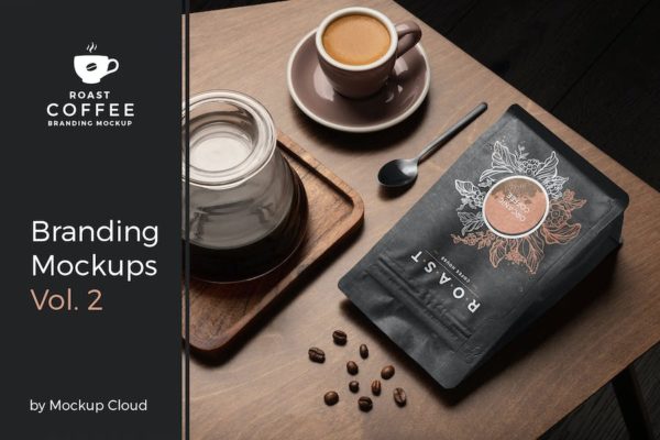 10款咖啡品牌VI设计包装袋名片卡片设计PS智能贴图样机模板素材 Roast – Coffee Branding Mockup Vol. 2