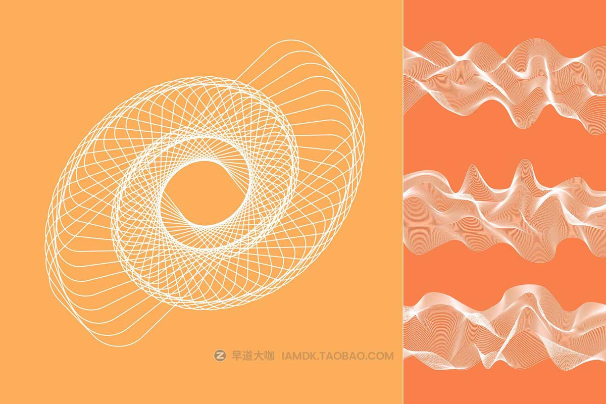 50款极简扭曲波浪网格条纹抽象几何图形AI矢量设计素材合集 Abstract Twirls Elements Pack插图7