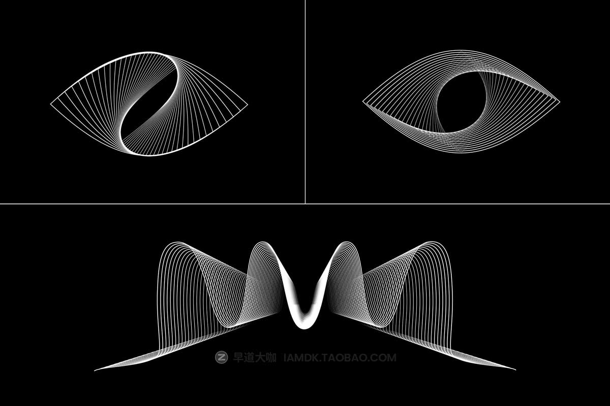 50款极简扭曲波浪网格条纹抽象几何图形AI矢量设计素材合集 Abstract Twirls Elements Pack插图15