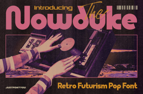 未来派复古粗野蒸汽波风Y2K音乐海报标题设计英文字体安装包 Nowduke – Retro Futurism Pop Fonts