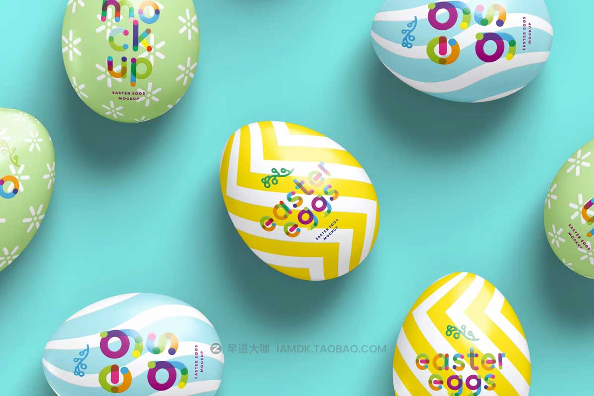 6款逼真复活节节日派对抽奖彩蛋设计PS智能贴图样机模板素材 Easter Eggs Mock-up插图9