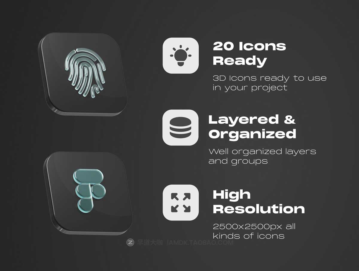 20款高级亚克力玻璃3D图标Icon标志Logo设计素材C4D模型&PSD分层文件 Glass Logos and Symbols插图3