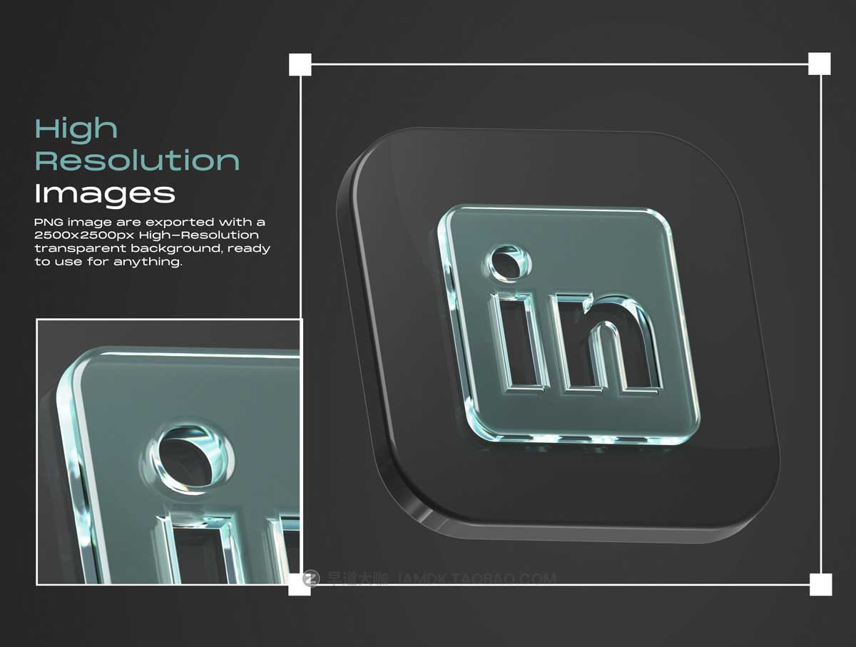 20款高级亚克力玻璃3D图标Icon标志Logo设计素材C4D模型&PSD分层文件 Glass Logos and Symbols插图1