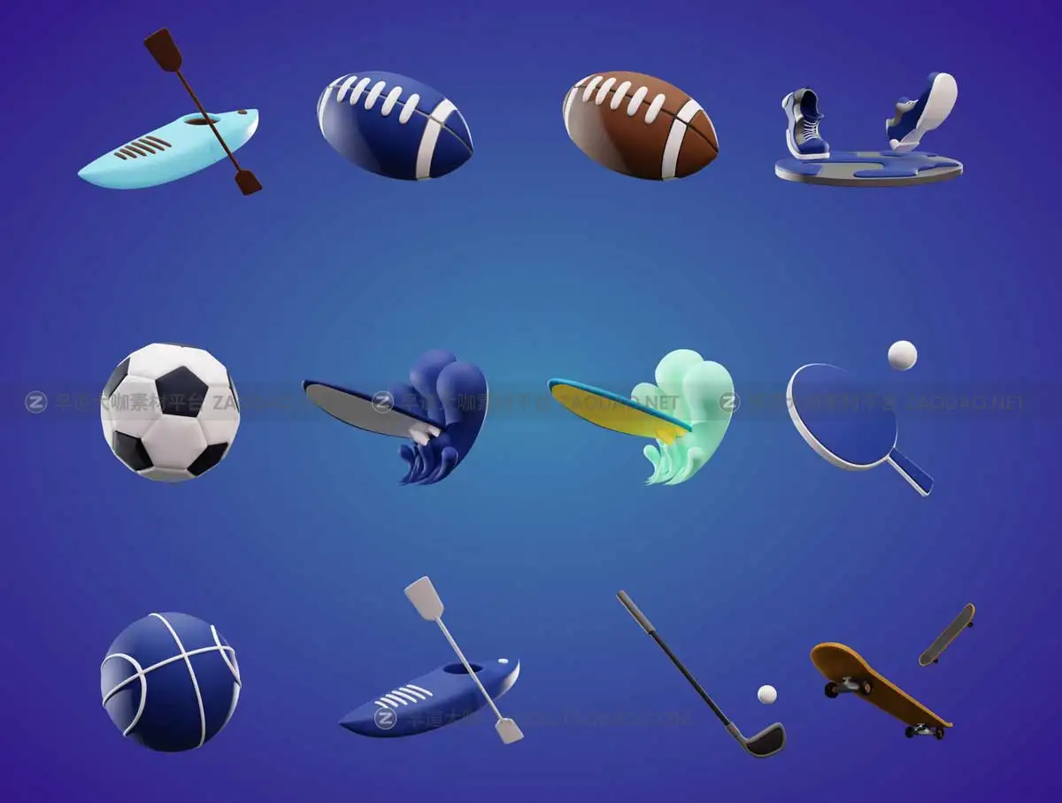 48+款卡通创意奥运会体育赛事竞赛3D图标Icons设计素材包 3D Sport And Competition Icon插图6