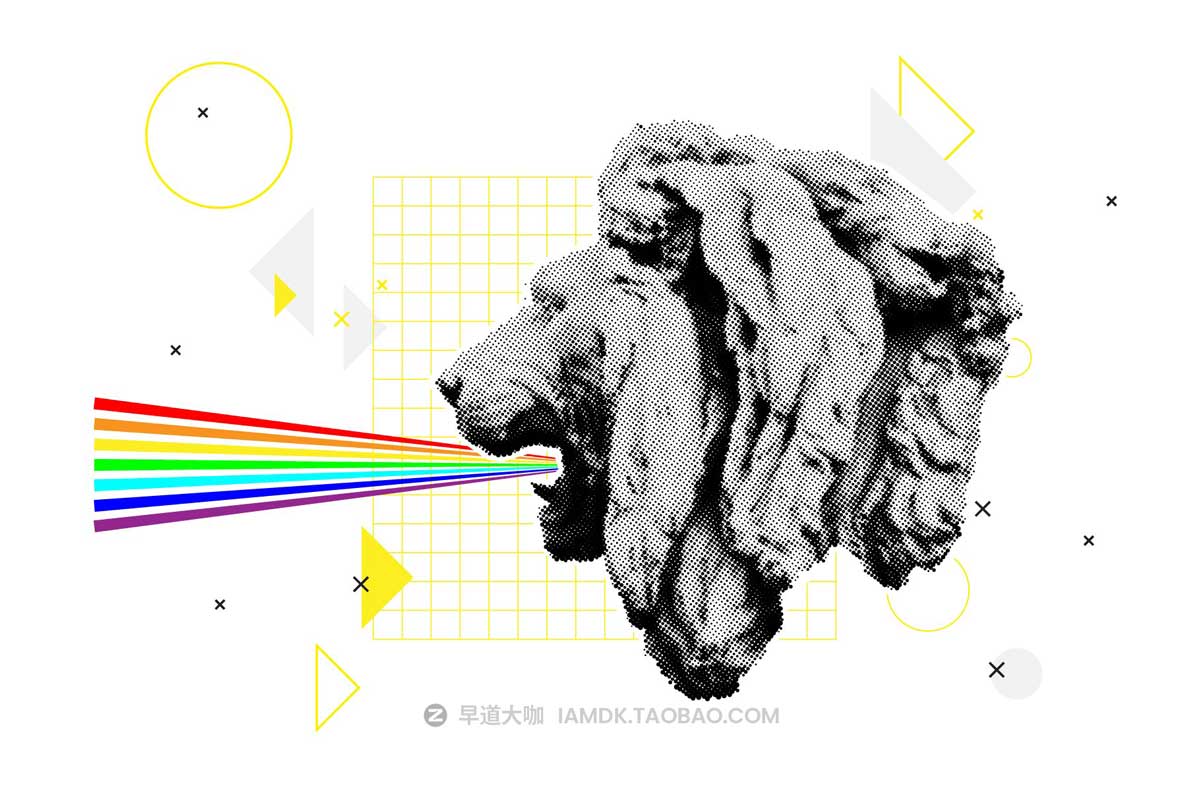 49款复古嘻哈朋克半调马赛克酸性雕塑拼贴画图片Ai矢量设计素材 Clip art PACK. Part 1插图7