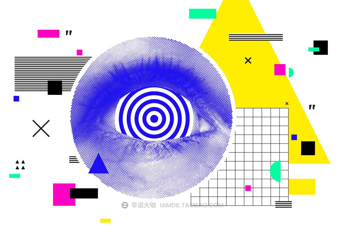 49款复古嘻哈朋克半调马赛克酸性雕塑拼贴画图片Ai矢量设计素材 Clip art PACK. Part 1插图12