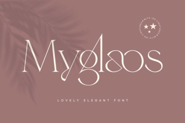 优雅奢华品牌标志Logo包装标题设计衬线英文字体包 Myglaos Font