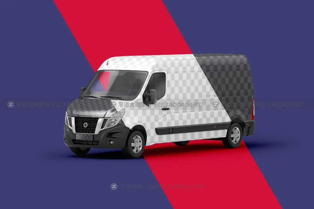 7款时尚封闭面包车小货车车身广告设计PS智能贴图样机模板素材 Cargo Van Mockup Set插图9