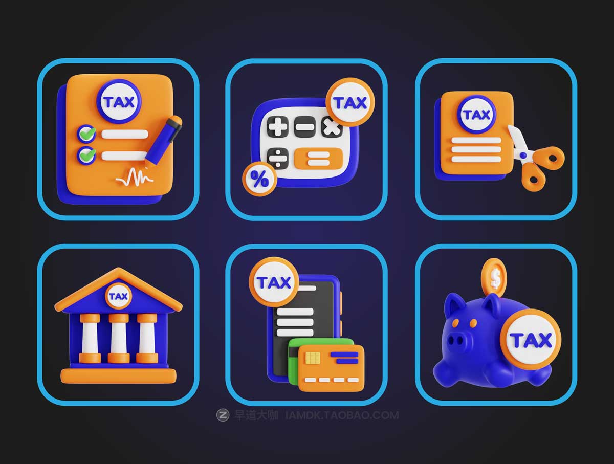 20款卡通趣味税务税收插画插图3D图标Icons设计素材合集 Tax 3D Icon Set插图5