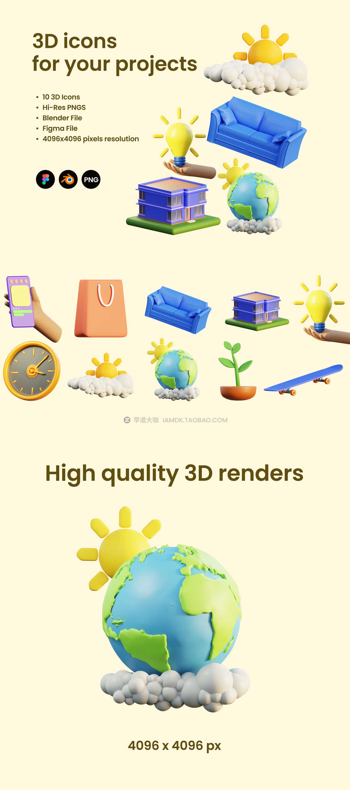 10款高级3D卡通有趣APP界面设计图标Icons设计素材包 3D Icons for your next projects插图7