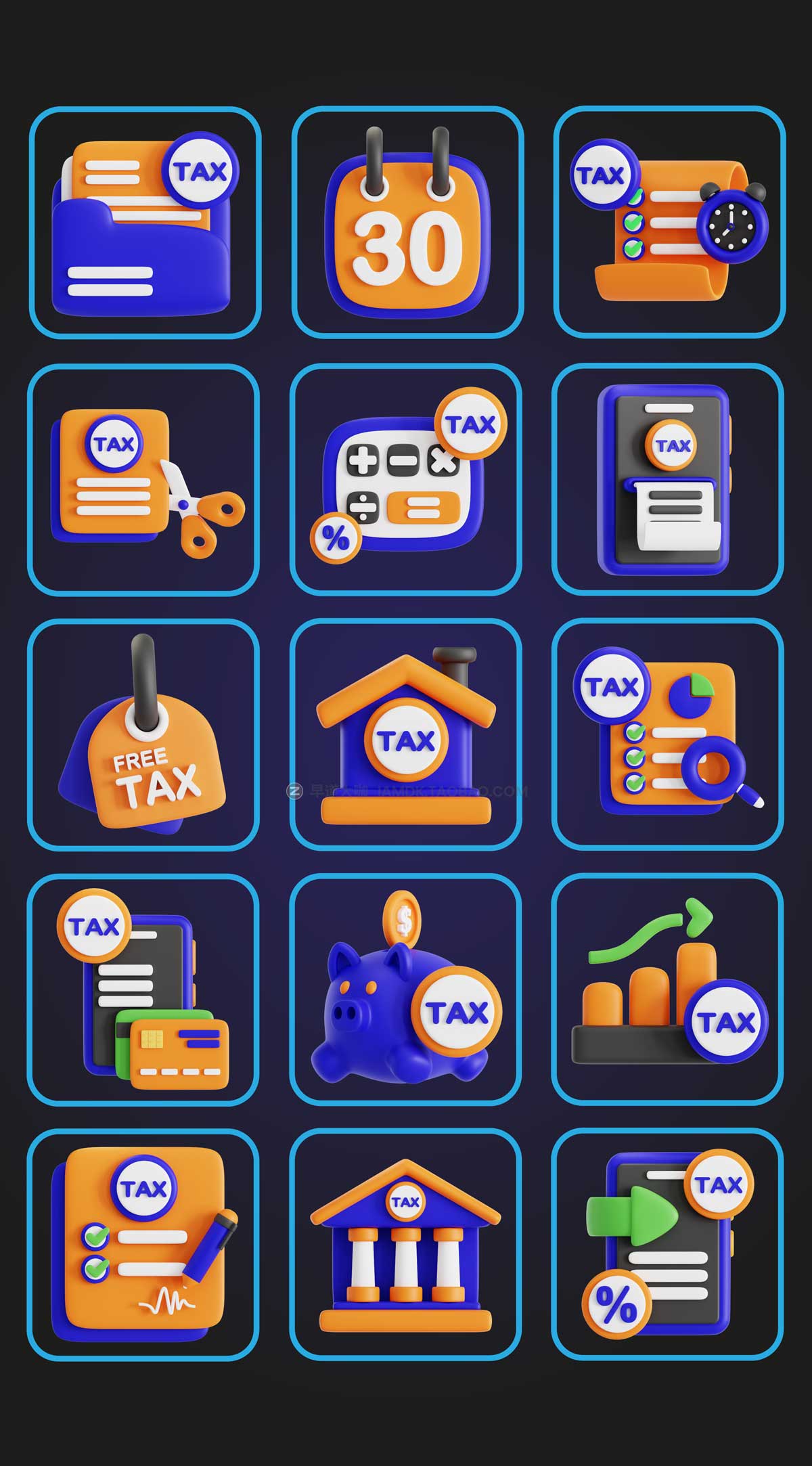 20款卡通趣味税务税收插画插图3D图标Icons设计素材合集 Tax 3D Icon Set插图4