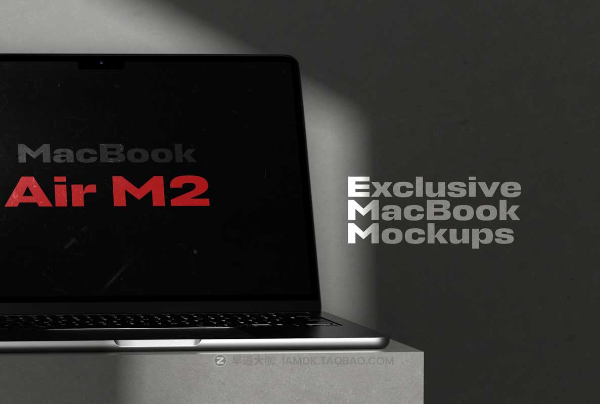 10款暗黑工业质感苹果笔记本电脑Macbook Air M2屏幕演示样机模板PSD设计素材 Macbook Air M2 Mockups Collection插图1