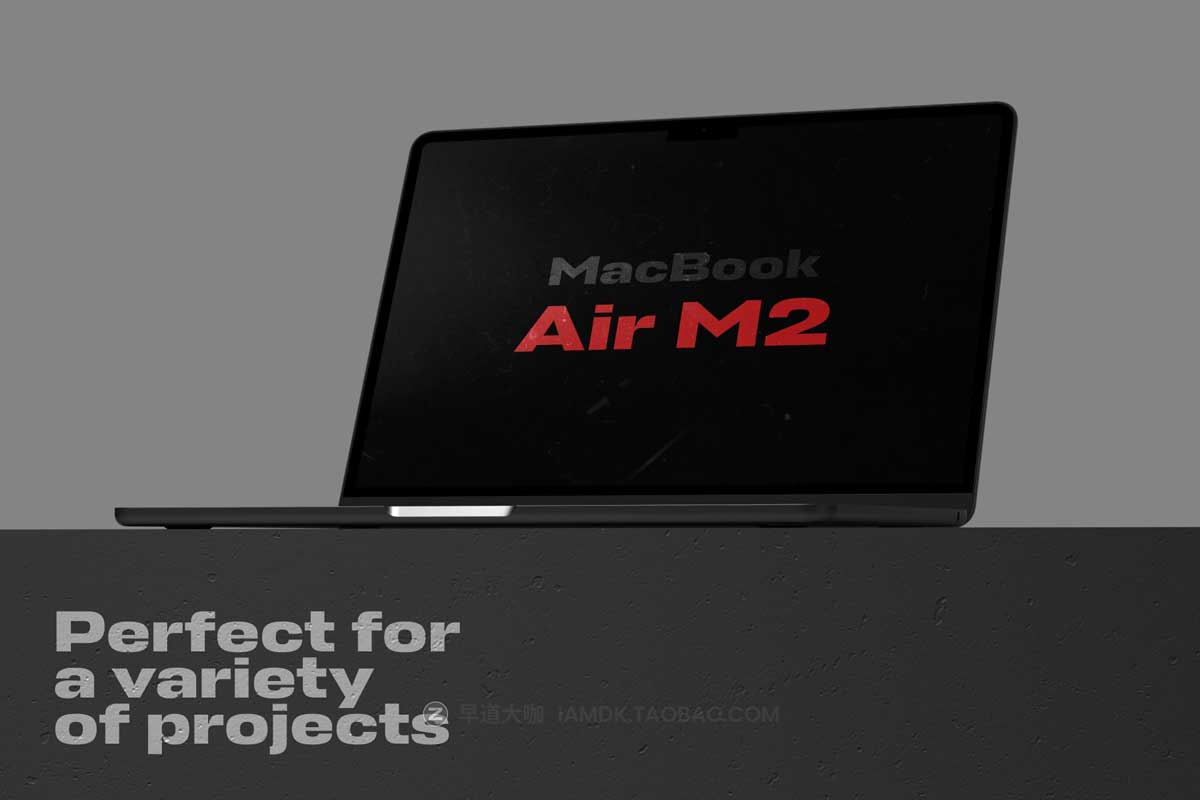 10款暗黑工业质感苹果笔记本电脑Macbook Air M2屏幕演示样机模板PSD设计素材 Macbook Air M2 Mockups Collection插图2