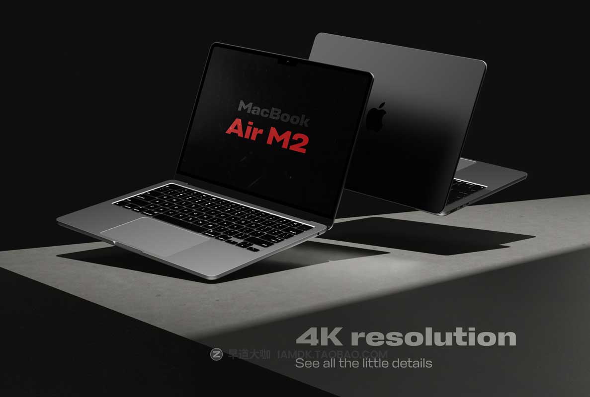 10款暗黑工业质感苹果笔记本电脑Macbook Air M2屏幕演示样机模板PSD设计素材 Macbook Air M2 Mockups Collection插图5