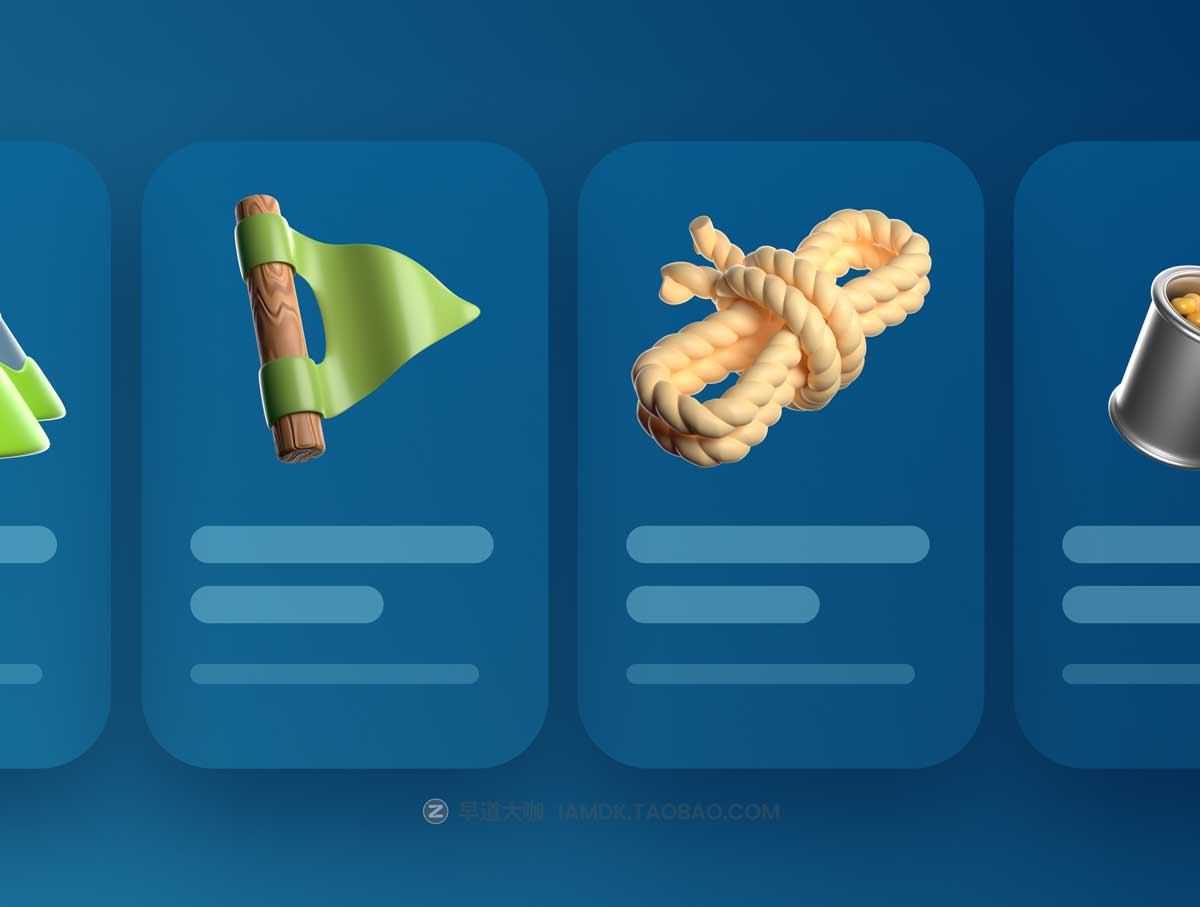 30款卡通创意徒步旅游野营露营3D图标Icons设计素材合集 3D Icon Set — Camping and Travel插图3