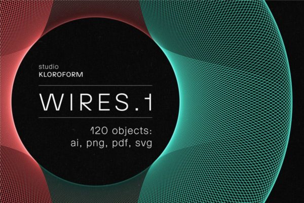 120款多彩渐变未来科幻科技几何线条抽象图形AI矢量设计素材包 Wires 1 by kloroform