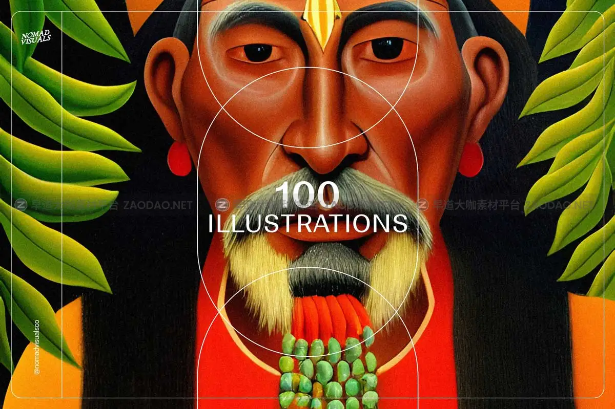 100款复古土著人物祖先首领古代原始部落肖像人像头像手绘插图插画图片素材 Portraits Vol.02插图7