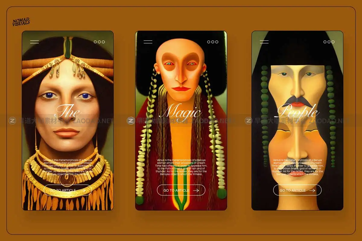 100款复古土著人物祖先首领古代原始部落肖像人像头像手绘插图插画图片素材 Portraits Vol.02插图12