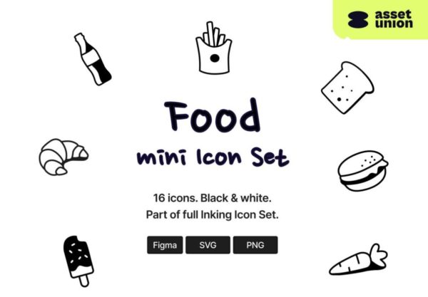 16款卡通食物食品饮料手绘插画插图AI矢量图标Icons设计素材合集 Food – Inking Icon Set