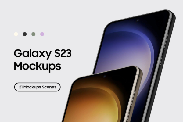 21款APP界面设计三星手机Galaxy S23屏幕演示PSD样机模板素材 Galaxy S23 – 21 Mockups Scenes