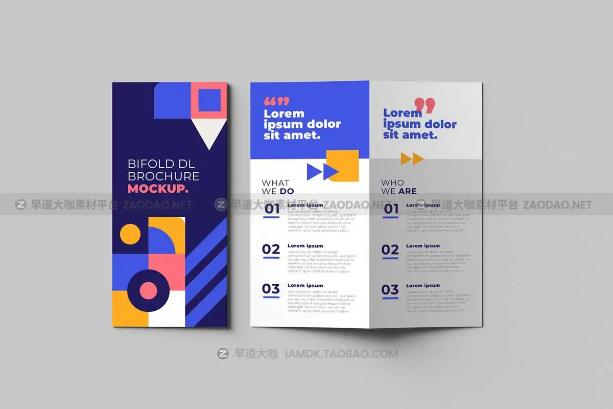 6款逼真两折页小册子画册设计展示贴图PSD样机模板素材 Bifold DL Brochure Mockups插图3
