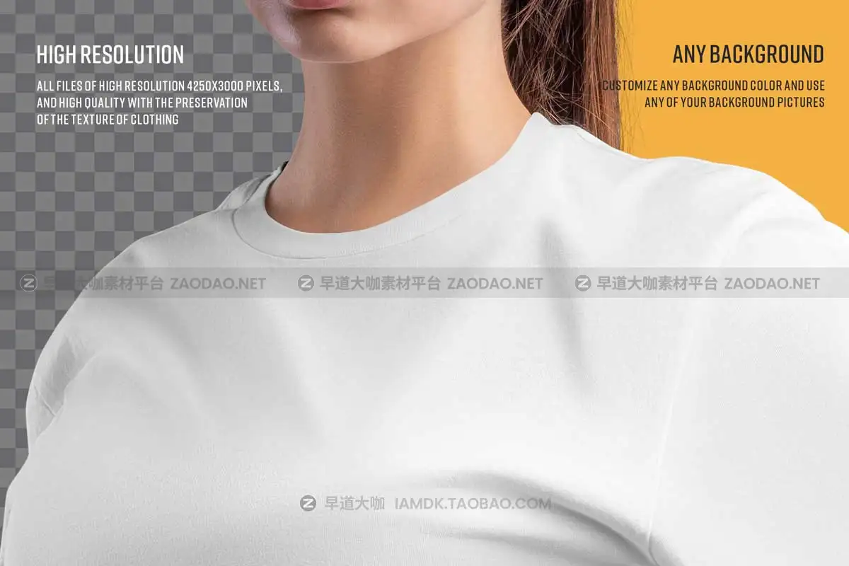 9款超短女士露脐半袖上衣印花图案设计PS展示效果图样机模板素材 9 Mockups Crop Top Woman T-shirt插图5