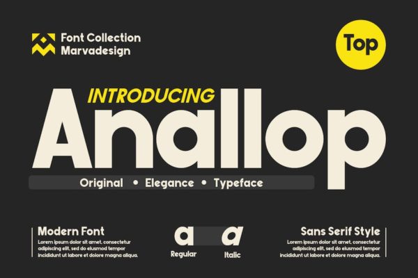 现代时尚几何风产品标题徽标Logo设计无衬线英文字体素材 Anallop – A Modern Sans Serif