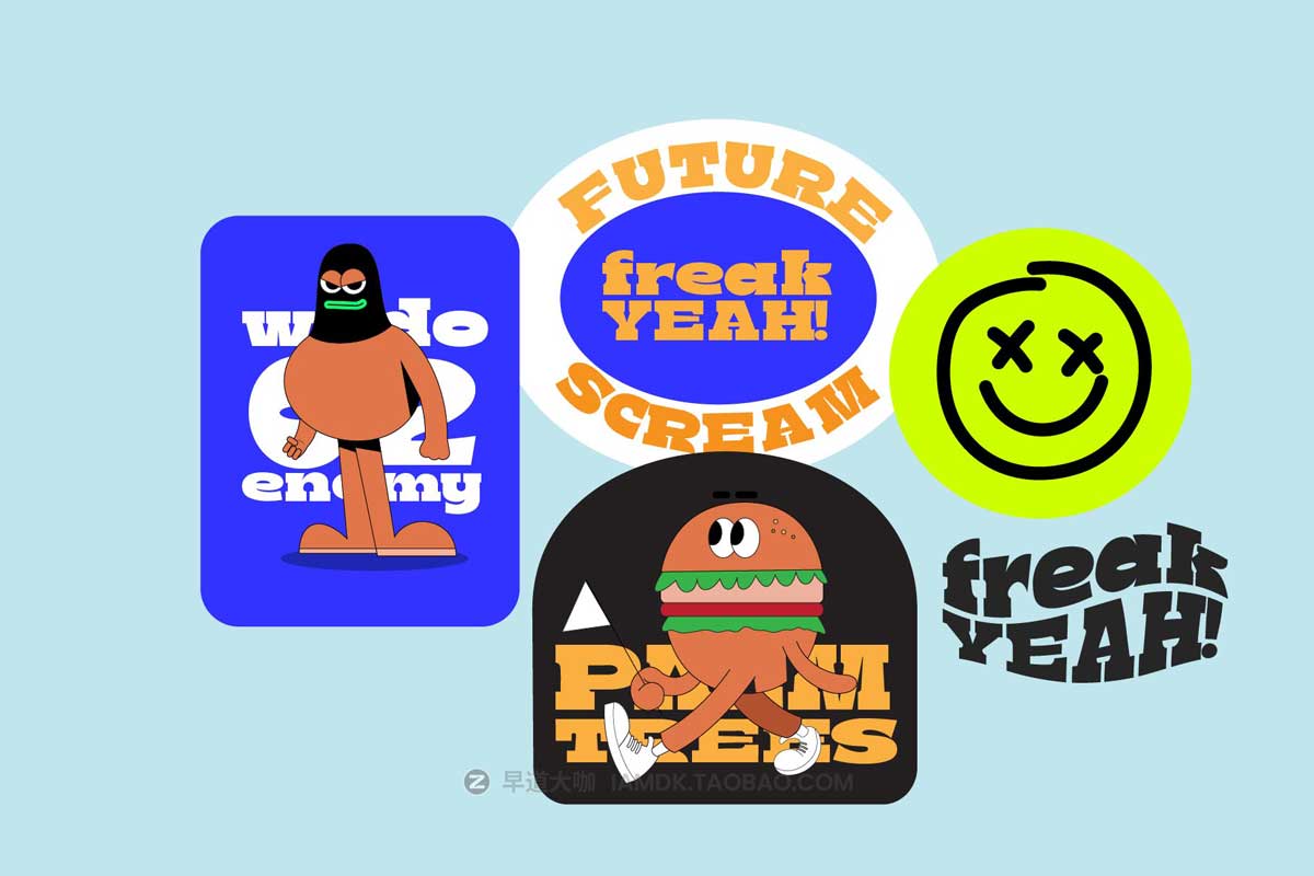 80年代复古卡通趣味儿童海报标题设计PROCREATE英文西文PSAI字体包 Boldie Slab Font Width插图11