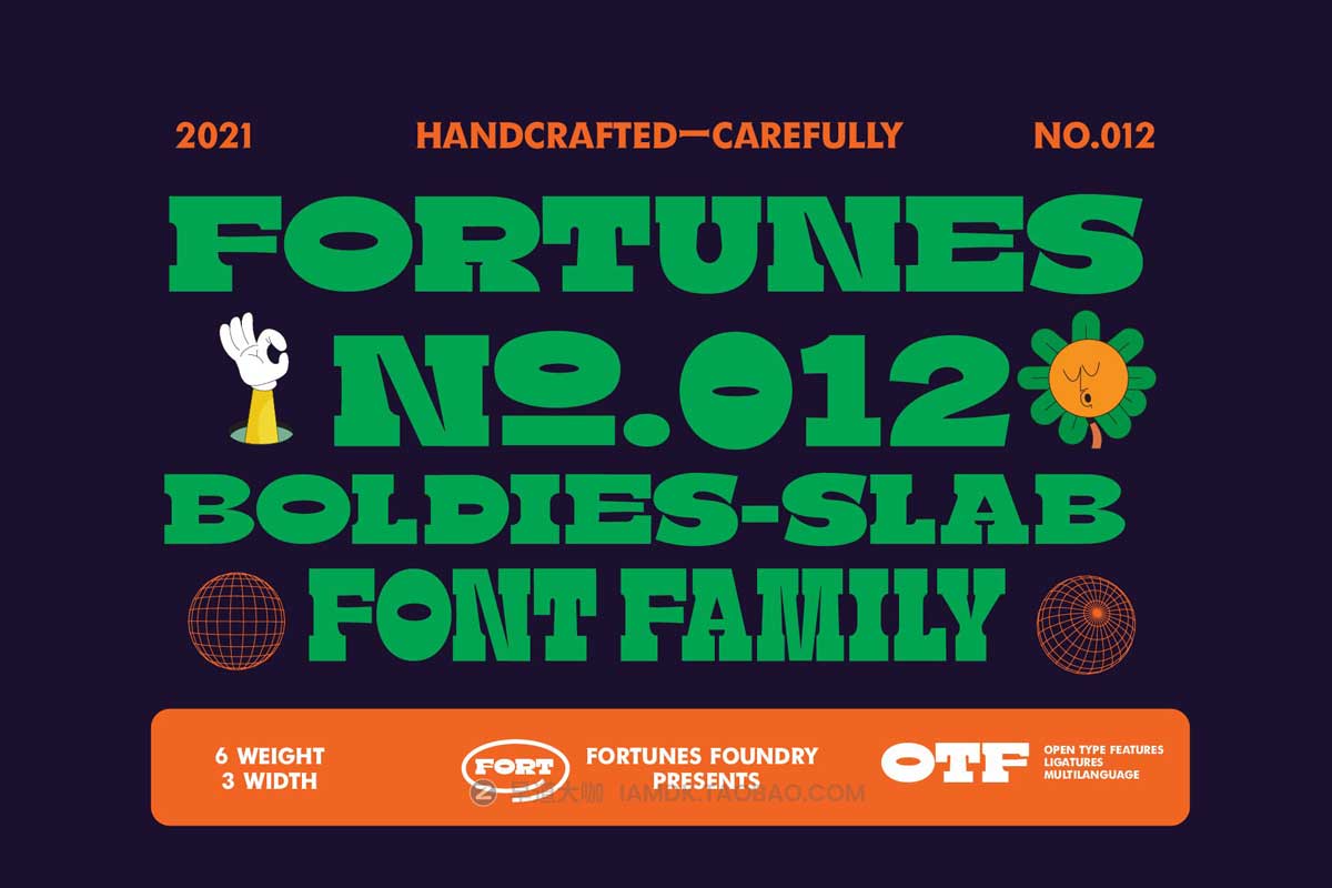 80年代复古卡通趣味儿童海报标题设计PROCREATE英文西文PSAI字体包 Boldie Slab Font Width插图5