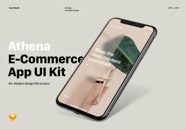 43屏时尚电子商务在线购物商城软件APP界面设计Sketch模板素材套件 Athena Mobile UI Kit