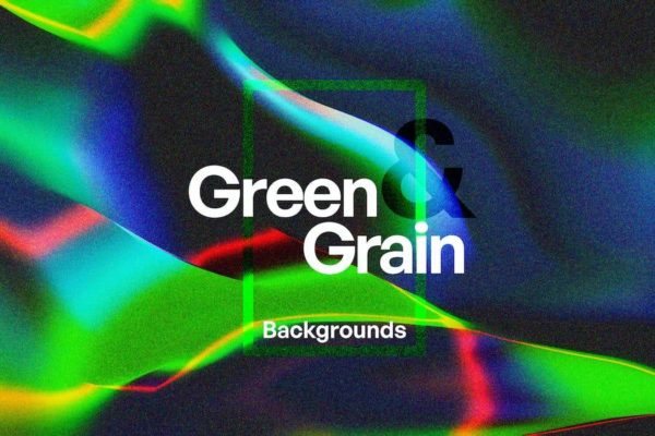 全息渐变绿色闪光噪点颗粒纹理肌理背景图设计素材 Green & Grain Abstract Background Pack