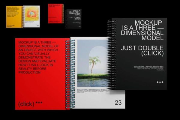 时尚螺旋铁环记事笔记本封面设计PS智能贴图样机模板素材 Notepad Mockup