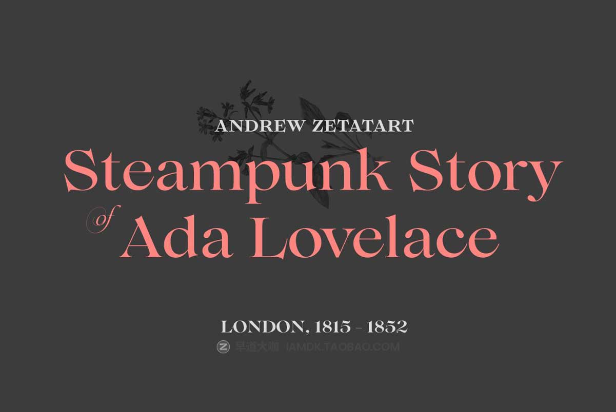19世纪复古复兴风格杂志海报标题LOGO设计PSAI衬线英文字体素材 Lovelace – 30 fonts插图7