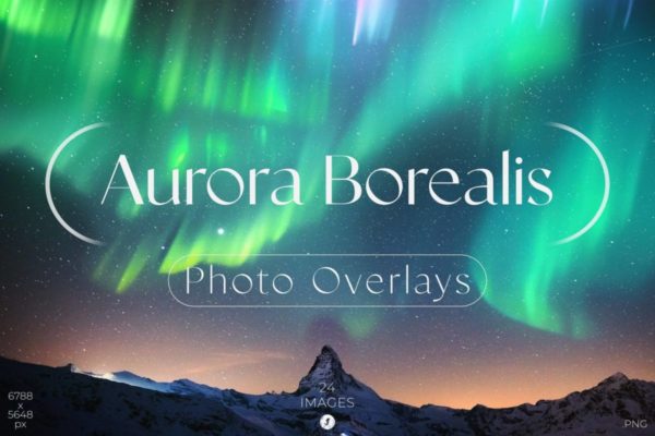 高清极光闪亮光辉自然银河天文照片梦幻图像背景底纹PNG免抠图片设计素材 Aurora Borealis Overlays