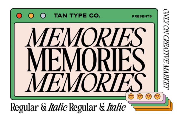 80年代经典复古优雅杂志海报标题徽标Logo设计衬线英文字体素材 TAN – MEMORIES FONT