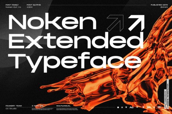 潮流精美高级简约几何风格标题Logo设计无衬线英文字体安装包PS素材 Noken Extended – Versatile Typeface