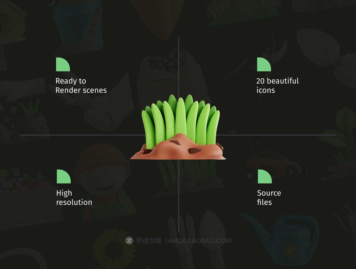 20款精美绿植花店园艺软件APP界面设计3D立体图标素材合集 3D Gardening Icon Set插图1