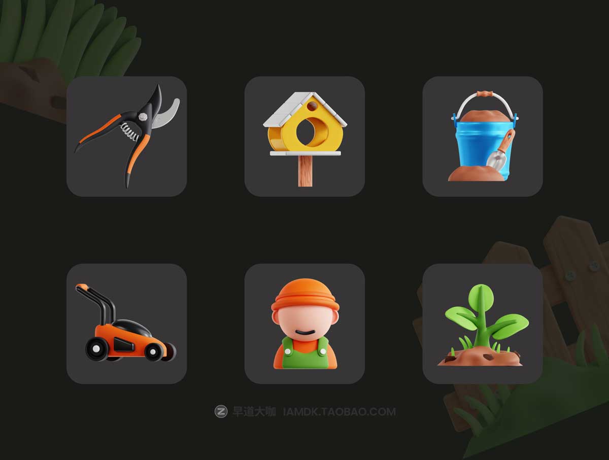 20款精美绿植花店园艺软件APP界面设计3D立体图标素材合集 3D Gardening Icon Set插图4