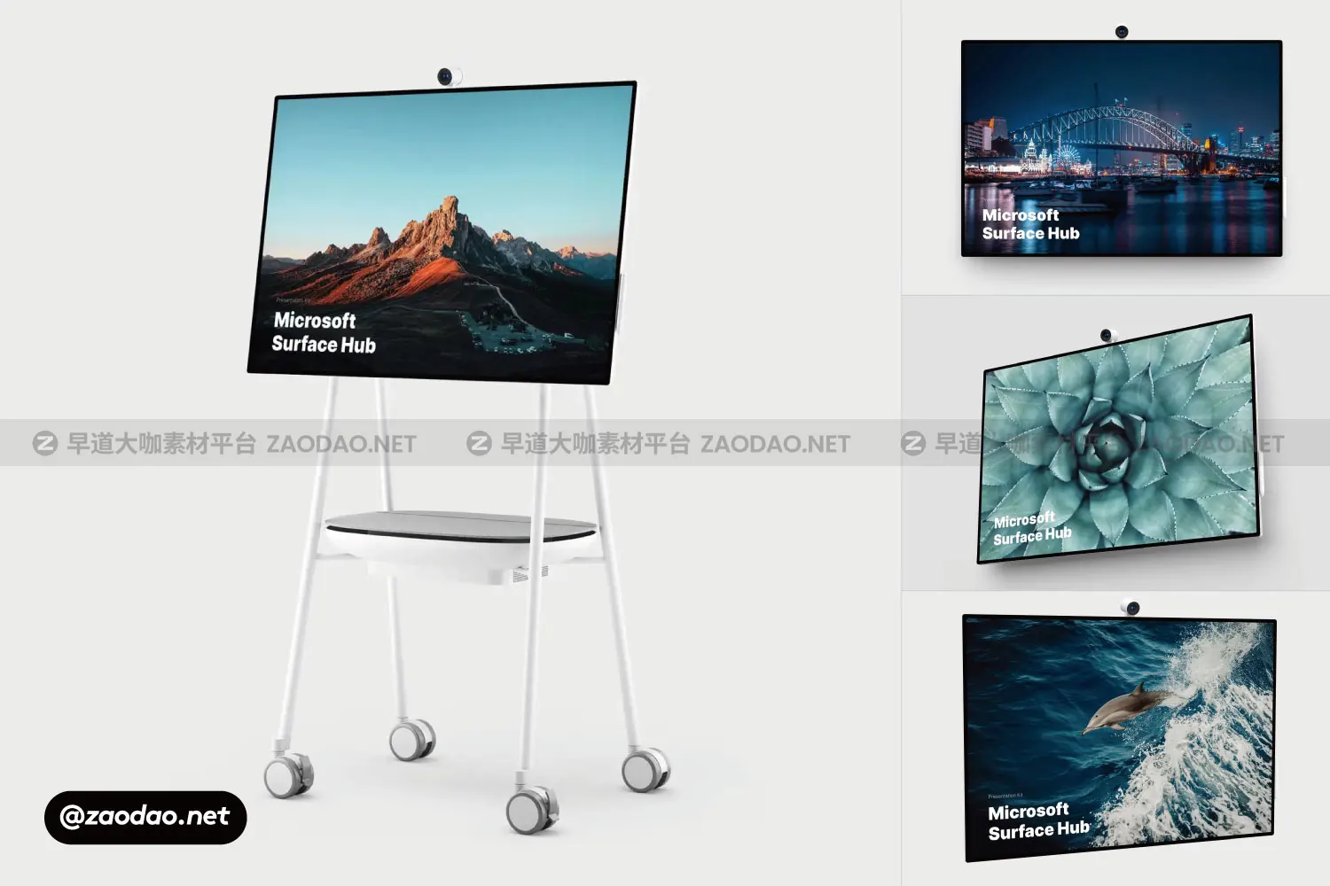 32款时尚微软Surface Hub一体式数字白板移动电脑团队会议平台UI界面设计屏幕展示PSD样机 Microsoft Surface Hub Mockups插图