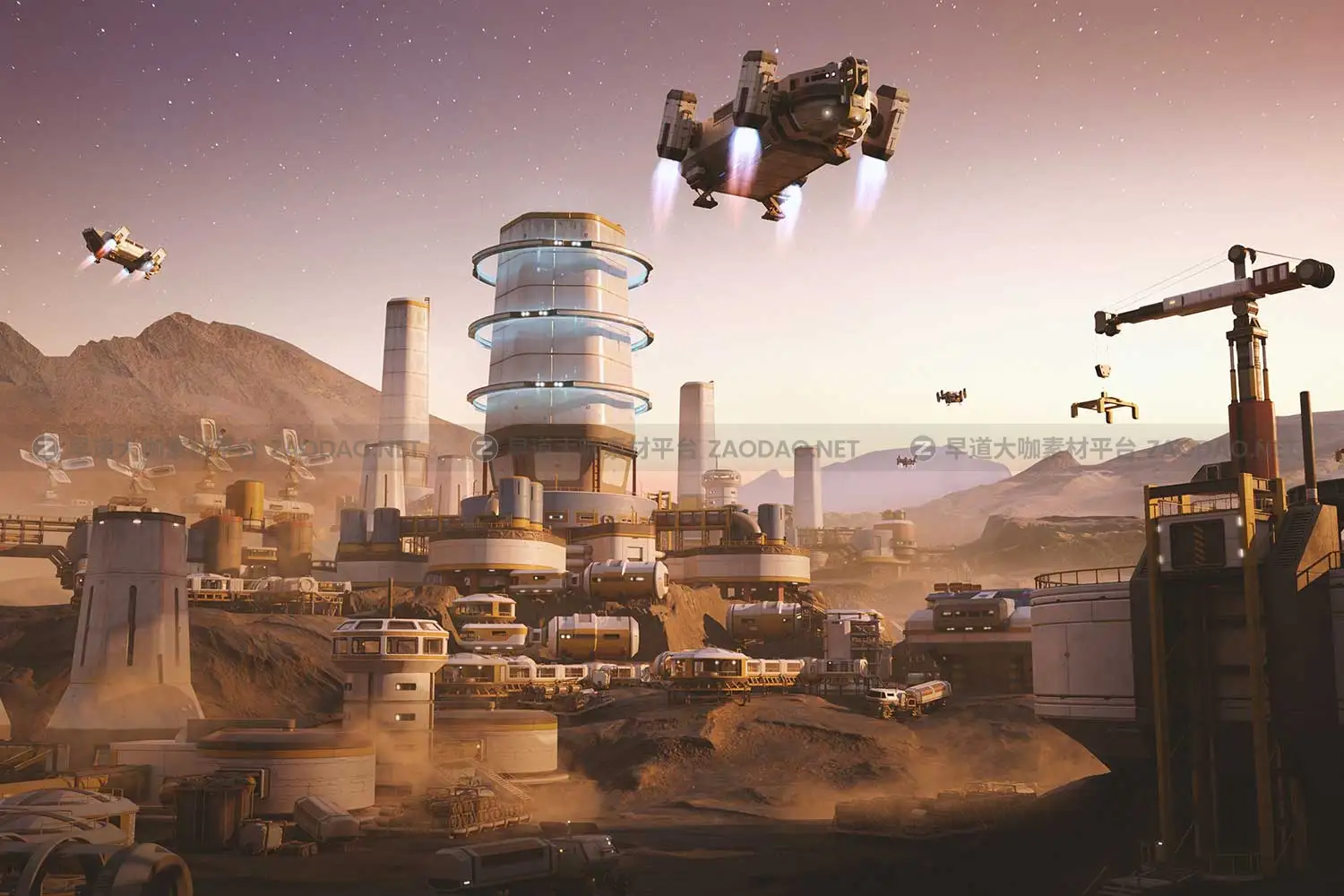 未来科幻银河系宇宙外星基地城市建筑模型MAX/BLEND/OBJ/FBX/UE格式 Kitbash3D – Mission to Minerva插图