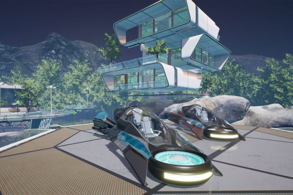 UE模型 未来科幻赛博朋克模块化房屋建筑飞行器飞船3D模型设计素材 Modular Sci-Fi Village