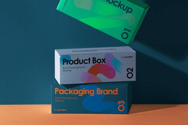 时尚长方形产品包装纸盒外观设计展示效果图PSD样机模板 Packaging Product Psd Mockup Boxes