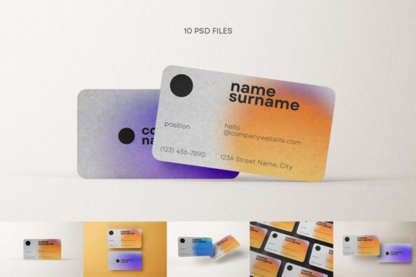 10款时尚圆角商务个人名片卡片设计展示效果图PSD样机模板素材 Rounded Corner Business Card Mockup