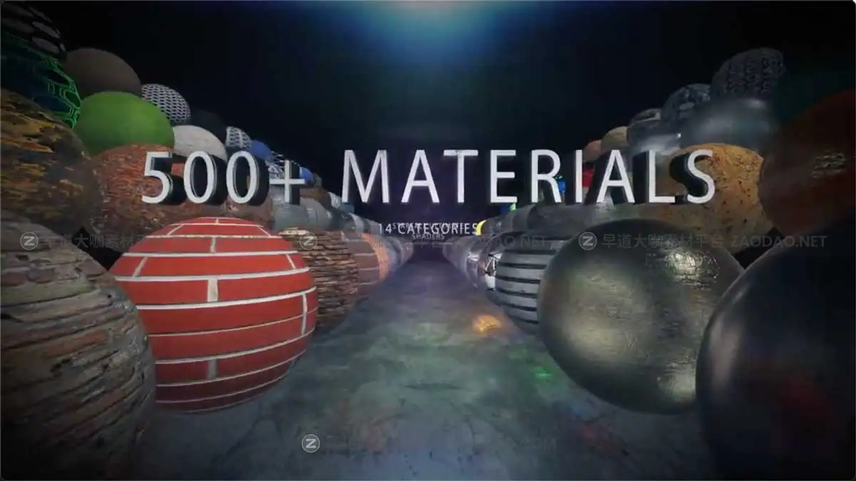 500组钢铁木纹石头砖块玻璃布料地面塑料文字倒角E3D材质预设 Videohive – Starfall Ultimate Shaders插图1