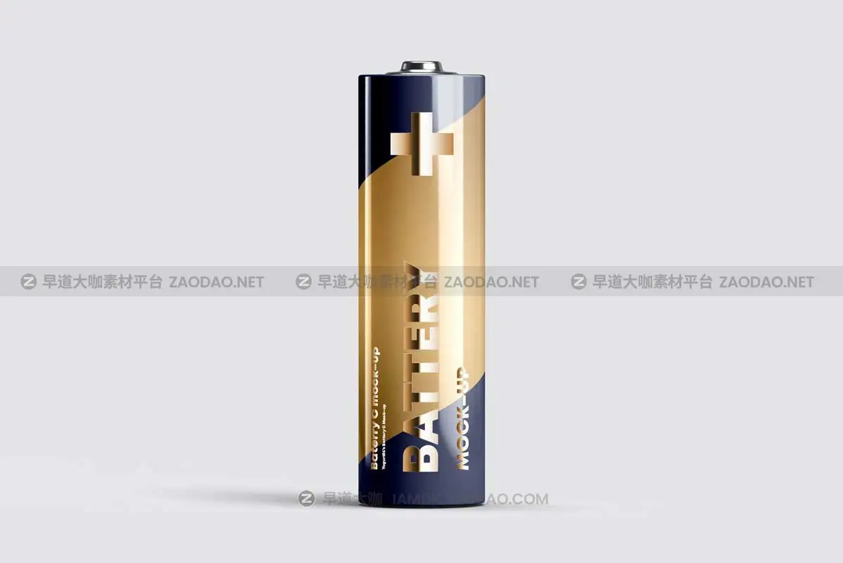 逼真5号碳性蓄电池干电池设计展示效果图PSD样机模板素材 Battery AA Mock-up插图1