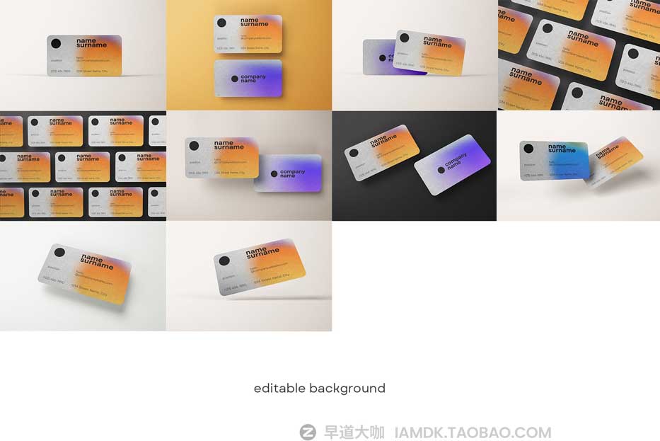 10款时尚圆角商务个人名片卡片设计展示效果图PSD样机模板素材 Rounded Corner Business Card Mockup插图1