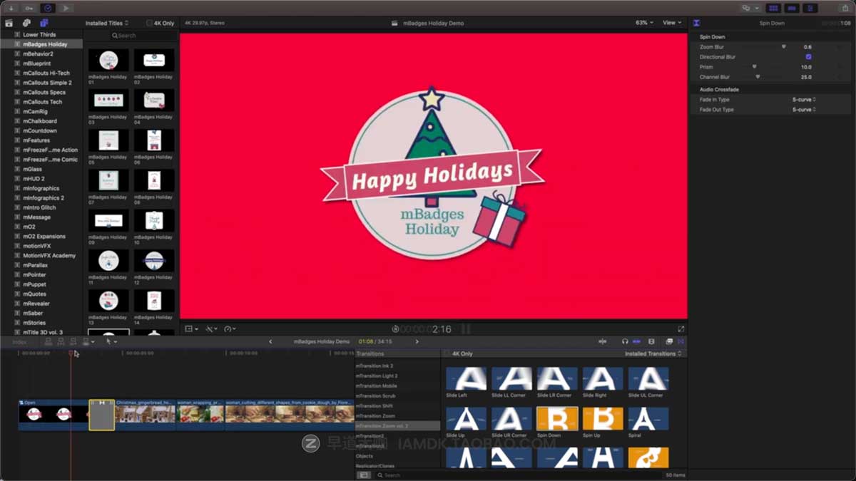 Fcpx插件 30种假期节日主题气氛标签徽章动画预设包 MotionVFX – mBadges Holiday插图3