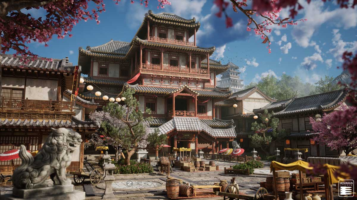 UE模型 复古封建社会日本和风城市寺庙楼阁建筑3D素材包 Unreal Engine – Feudal Japan Megapack插图1
