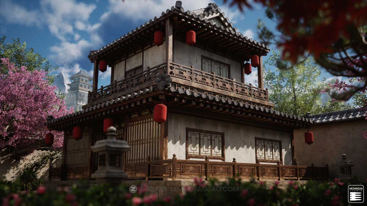 UE模型 复古封建社会日本和风城市寺庙楼阁建筑3D素材包 Unreal Engine – Feudal Japan Megapack插图14